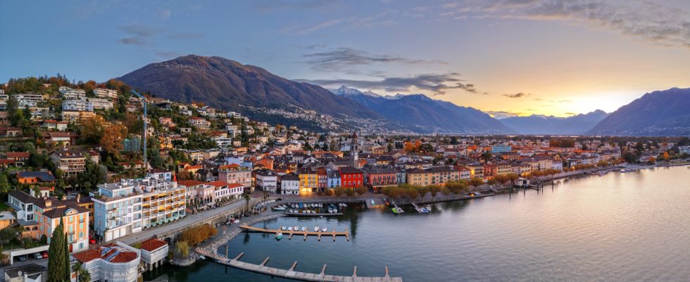 Ascona, Switzerland townscape on the shores of Lake Maggiore